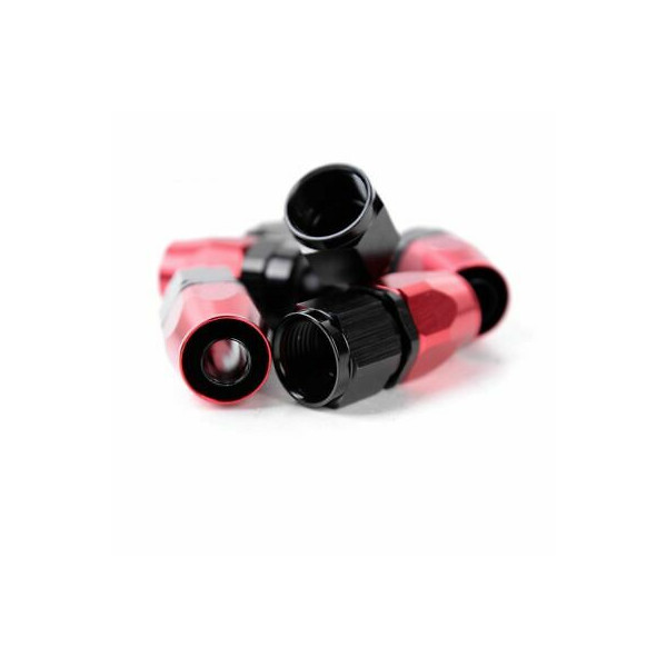 Alu-Fitting Das 6 AN6 0&deg; gerade schwarz rot Schlauchanschluss